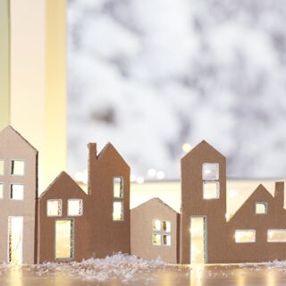 Winter village from corrugated board