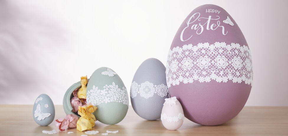 Styroporei mit Papierborte