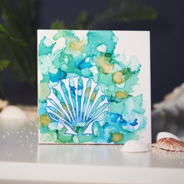 Fliese mit Alcohol Ink