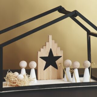 Minimalistische Krippe zu Weihnachten
