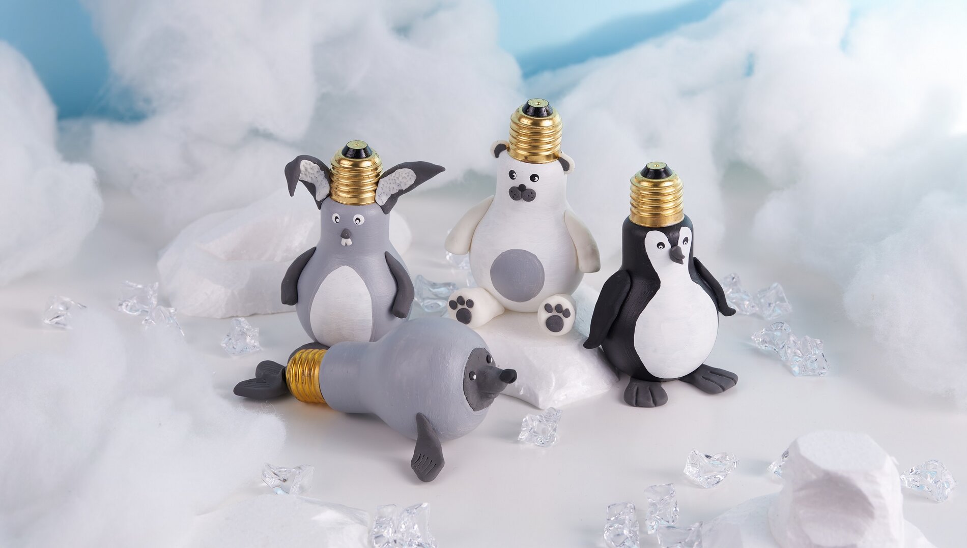 Polartiere aus Glühbirnen