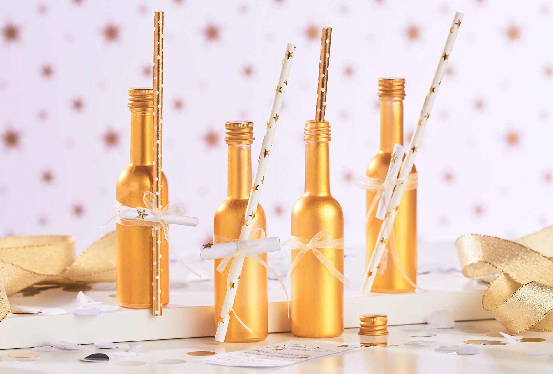 Glasflaschen im Glitzerlook