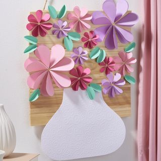 Papierblumen Wanddeko