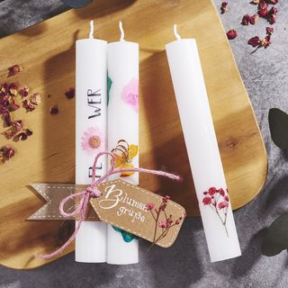 kerzen mit blüten & Blättern