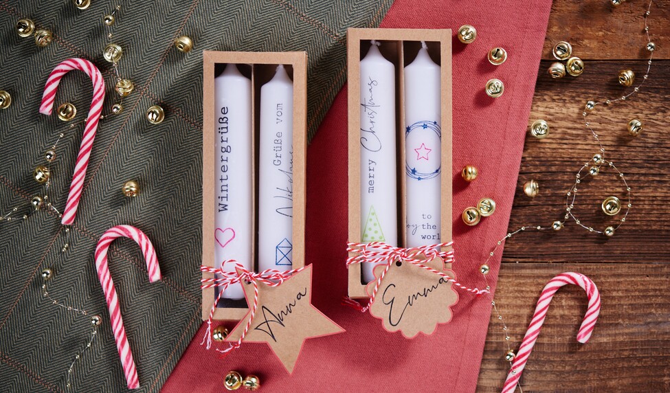 Kerzen weihnachtlich bestempeln 