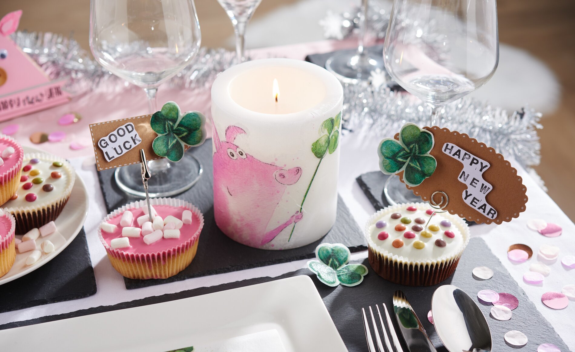 Tischdeko für Silvester basteln