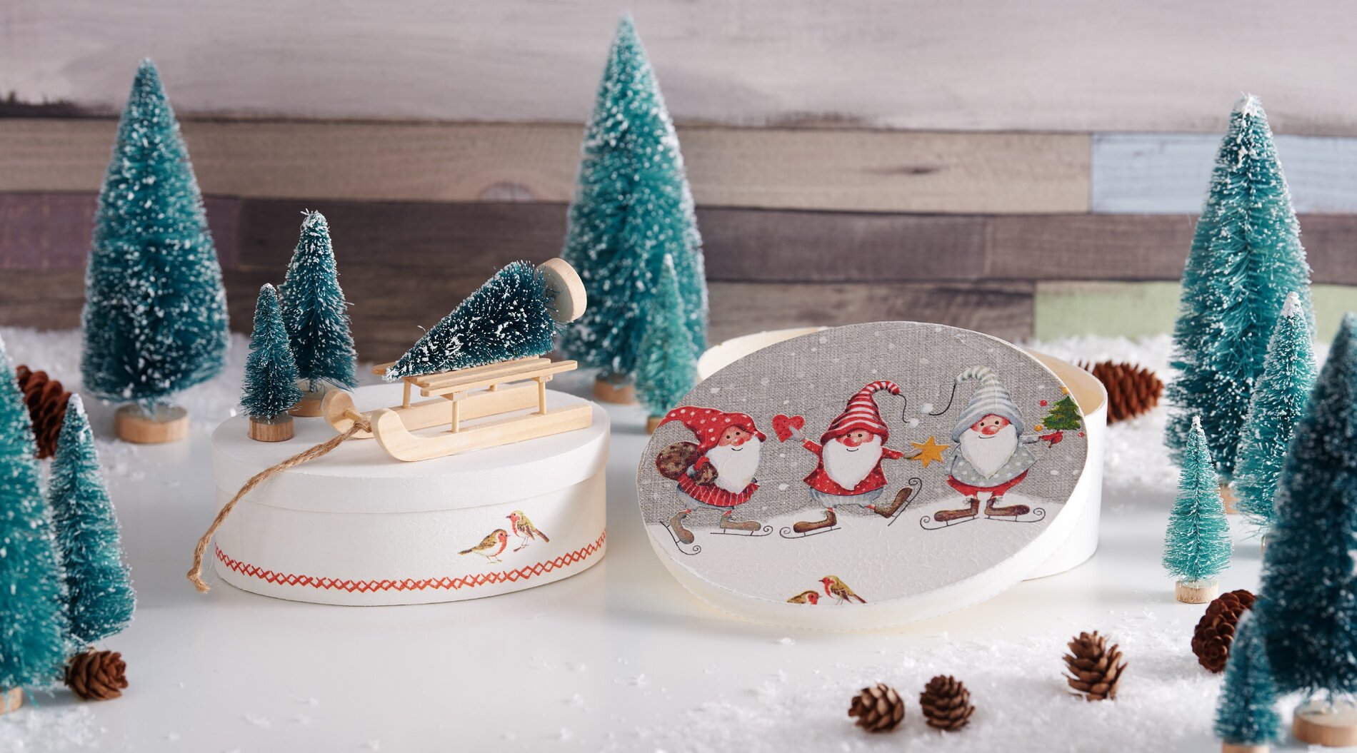 Geschenkverpackung mit Winterlandschaft