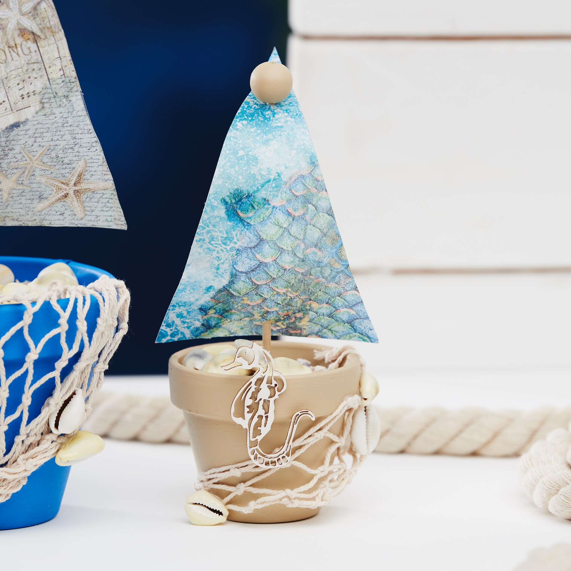 schiffe aus terrakottatöpfen