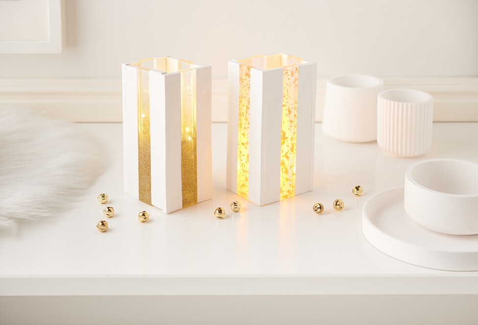 Windlichter aus gegossenen Klötzchen