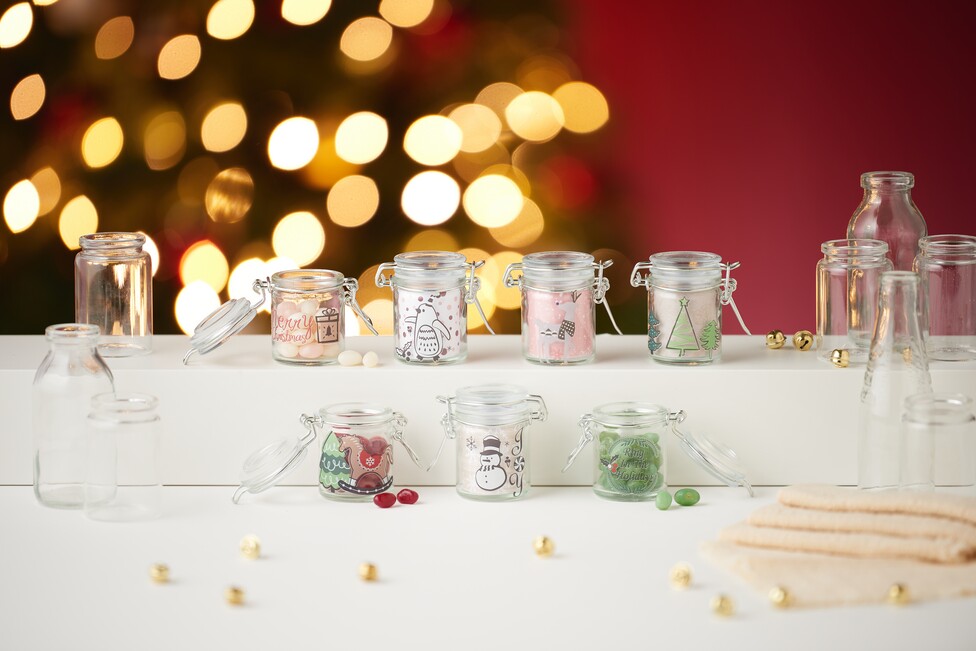 Bügelgläser mit Transferfolie als Geschenkverpackung