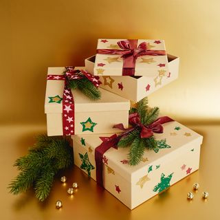 Gift boxes with stamped designs