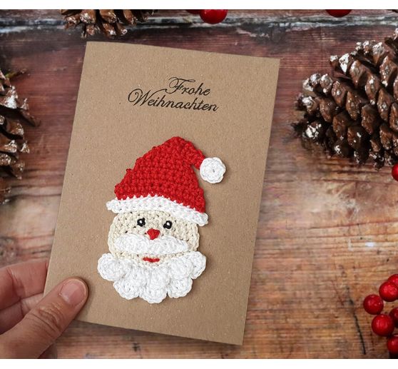 14_Sabine_weihnachtliche Karte aus robustem Kraftpapier mit niedlichen Nikolaus Aufn&auml;her