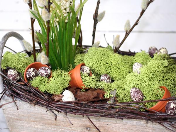 Tischdeko zu Ostern mit Ostereiern