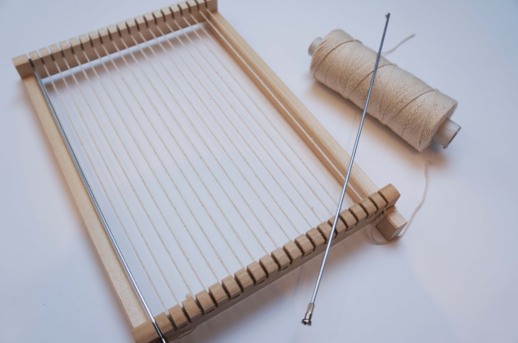 Wandteppich: vorbereitet Wandteppich mit weaving frame selber machen