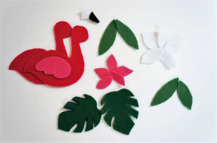 Wandbild Flamingo: Material Flamingo aus Filz selber nähen
