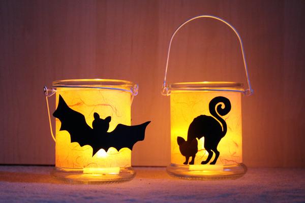Teelichter für Halloween: Ergebnis Halloween Deko selber basteln