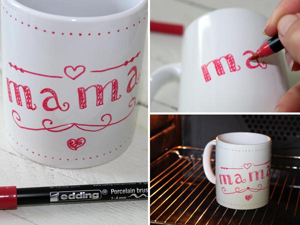 Muttertags basteln: Tasse bemalen Basteln zum Muttertag: Tasse bemalen mit Porcelain Brushpen