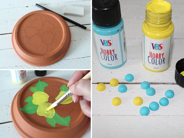 Sonnenuhr: Motiv ausmalen Individuelles Motiv, beispielsweise eine Blume, aufmalen.