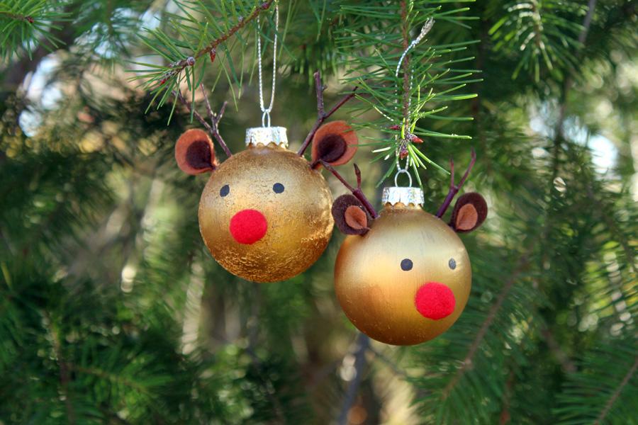 Rentier Weihnachtskugeln selber basteln. Weihanchtdbaumschmuck zum Selberbasteln als Rentier