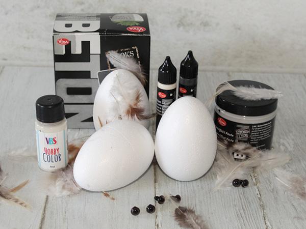 Küken in concrete look aus Styroporeiern_Material Küken in concrete look aus Styroporeiern