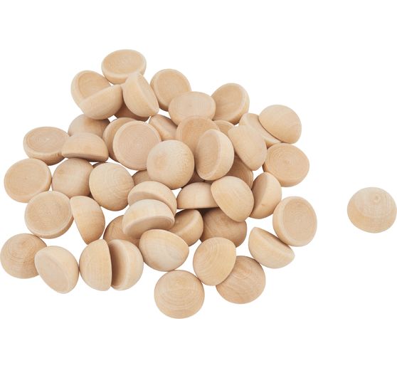 VBS Wooden half balls, "Ø 15 mm", 50 pieces