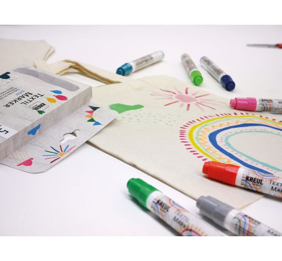 KREUL Textilní fix střední "Junior", sada 5 kusů