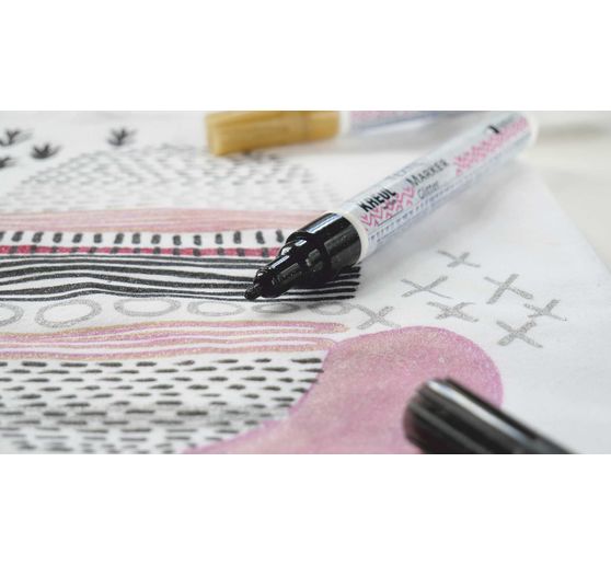 KREUL Textilní fix střední "Glitter", sada 5 kusů