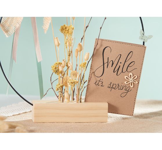 Wooden stand for dried flowers and decorative ring