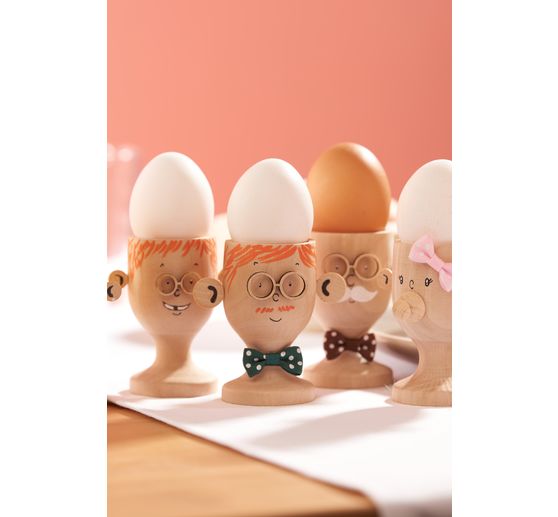 VBS Egg cups, 6 pieces, pine wood