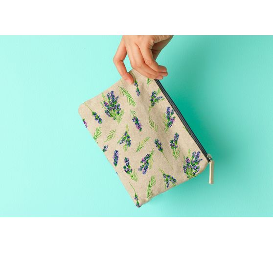 Motif fabric linen look "Lavender"