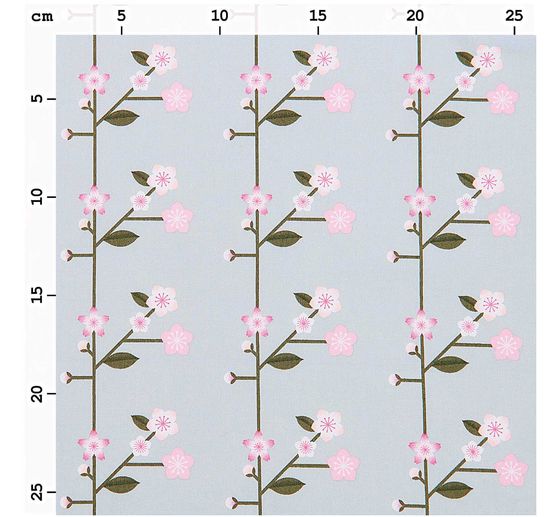 Cotton fabric popeline "Sakura twigs Smoke Blue"