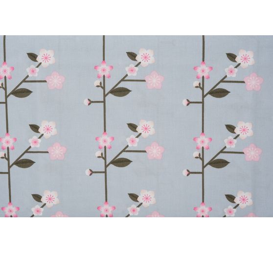 Cotton fabric popeline "Sakura twigs Smoke Blue"