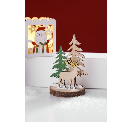 VBS Wooden buildidng kit on bark disc, set of 2