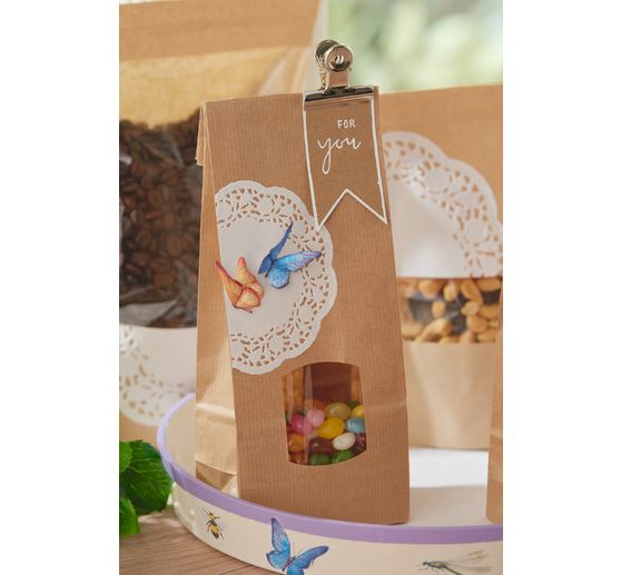 Block bottom kraft paper bags with window