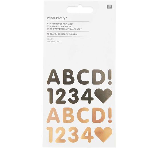 Sticker block "Alphabet", Black/Gold