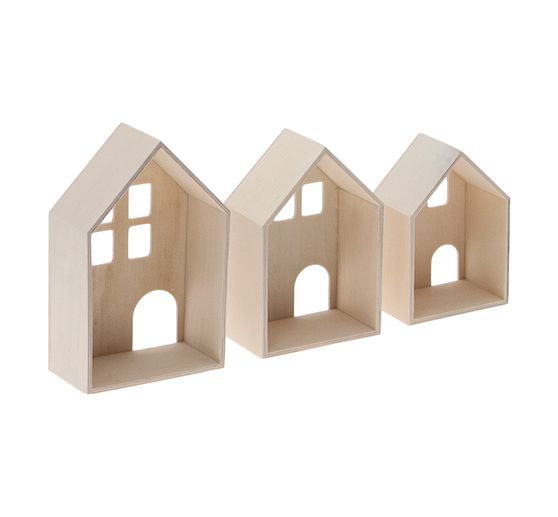 3D dřevěný domeček, sada 3 kusů