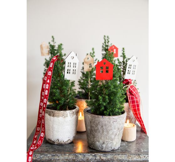 Printed ribbon "Houses and trees"