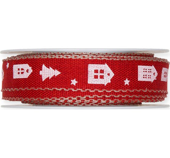 Printed ribbon "Houses and trees"