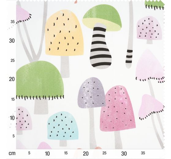 Tkanina se saténovým motivem "Barevné houby"