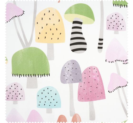 Tkanina se saténovým motivem "Barevné houby"