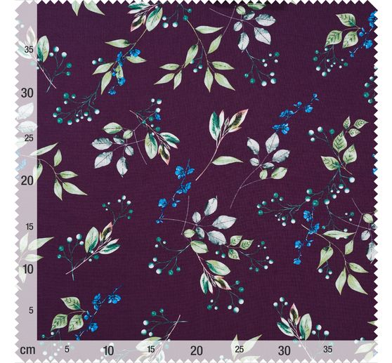 Cotton fabric "Brilliant" twigs-aubergine