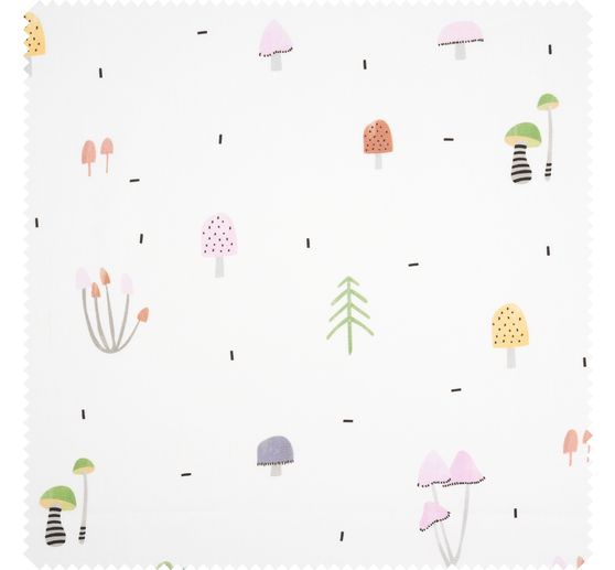 Látka se saténovým motivem "Malé barevné houby"