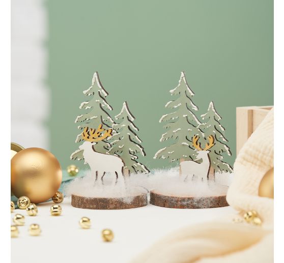 VBS Wooden buildidng kit on bark disc, set of 2