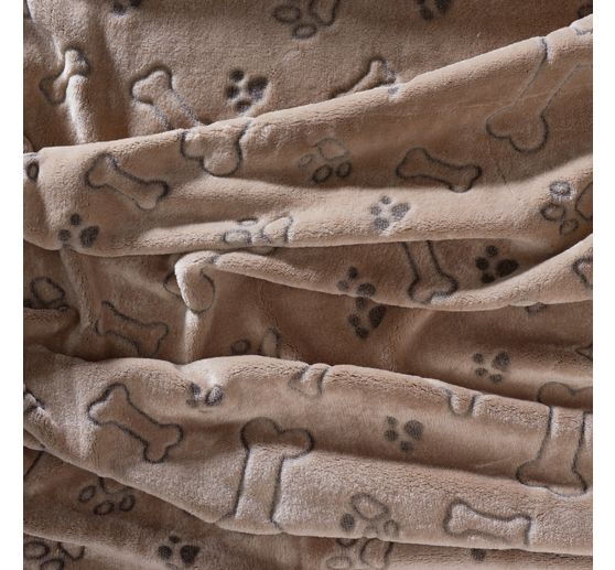 Fleece fabric doubleface "Dog bones and paws"
