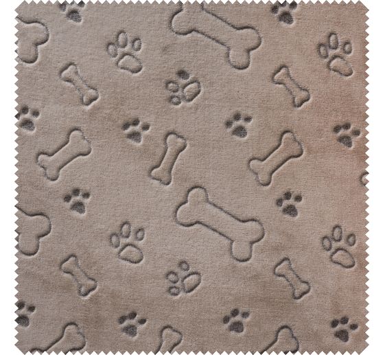Fleece fabric doubleface "Dog bones and paws"