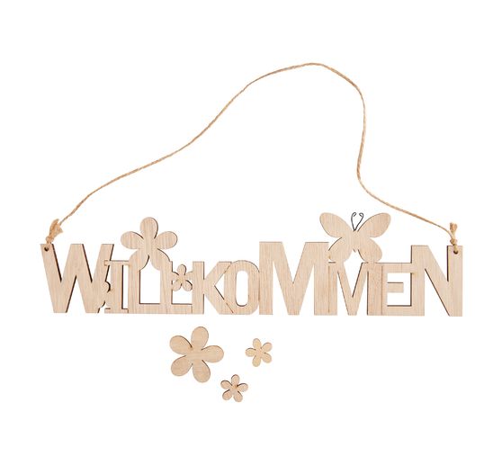 VBS Wooden hanger "Willkommen"