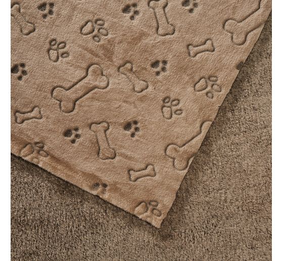 Fleece fabric doubleface "Dog bones and paws"