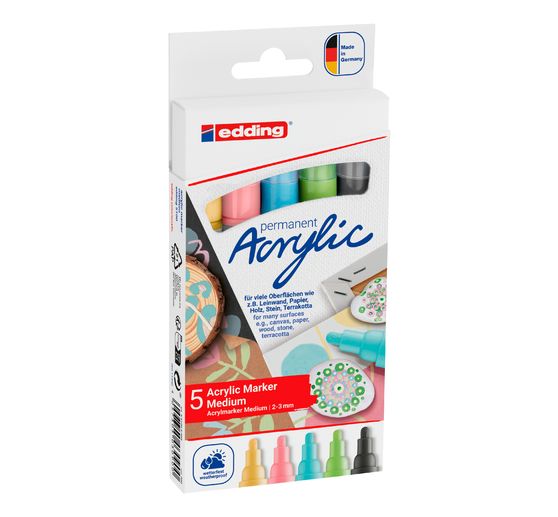 edding 5100 Acrylic "Acrylic marker - Pastel", Medium, set of 5