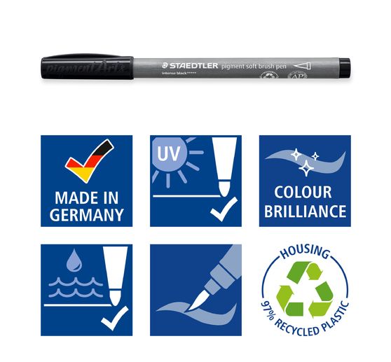STAEDTLER Pigment soft brush pen "Greys", set of 6