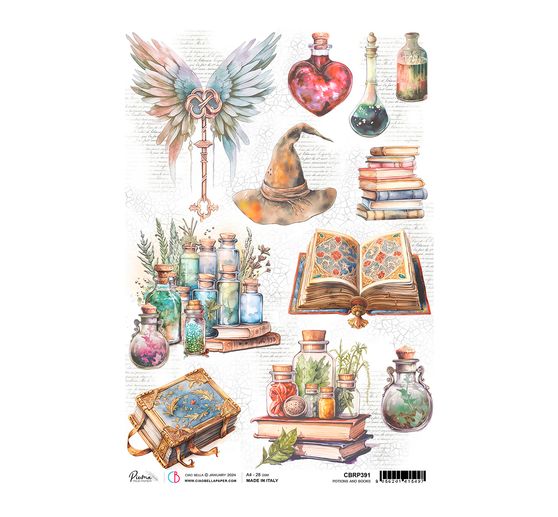 "Čarodějná akademie - knihy a kouzelný lektvar" slámová hedvábí s motivem